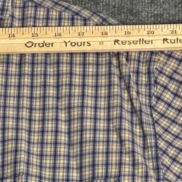 Structure Shirt Mens XL Blue Yellow Plaid Button Down Short Sleeve Cotton Casual - Picture 11 of 12